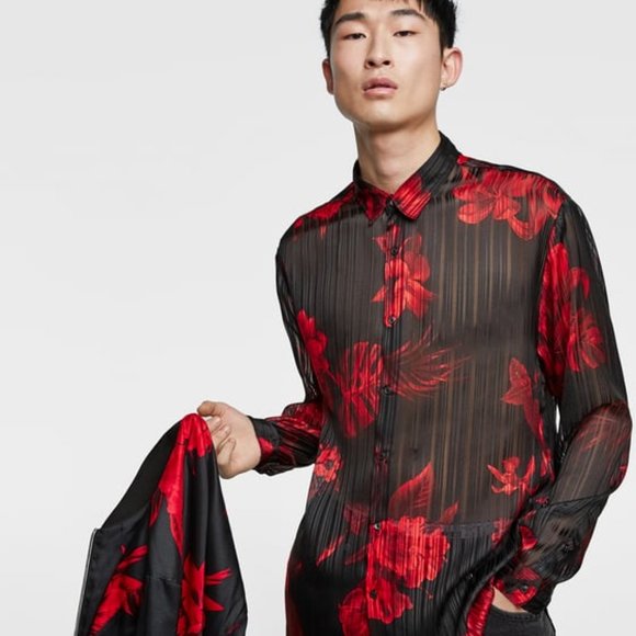 floral print shirt mens zara